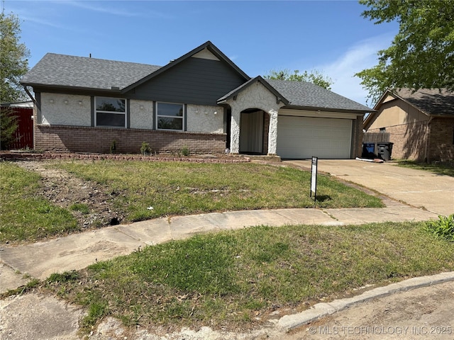 5616 S 91st E Ave, Tulsa, OK 74145 - ranch-style house featuring brick siding, driveway, a garage, and a shingled roof