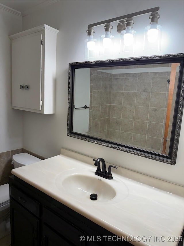 5616 S 91st E Ave, Tulsa, OK 74145 - bathroom featuring vanity and crown molding