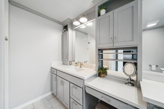 12708 E 78th St, Owasso, OK 74055 - bathroom featuring marble look tiles and vanity