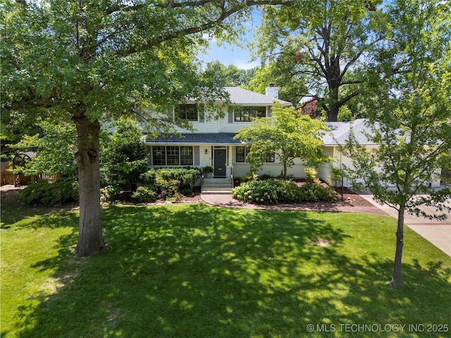 4146 S Birmingham Pl, Tulsa, OK 74105 - view of front of home with a chimney and a shingled roof