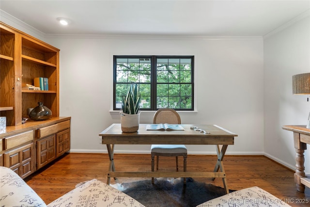 4146 S Birmingham Pl, Tulsa, OK 74105 - office area with crown molding and wood finished floors