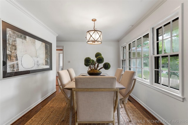 4146 S Birmingham Pl, Tulsa, OK 74105 - dining area with ornamental molding and dark wood-style flooring