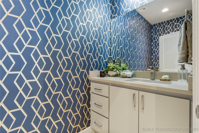 3918 S Evanston Ave, Tulsa, OK 74105 - bathroom with vanity and recessed lighting