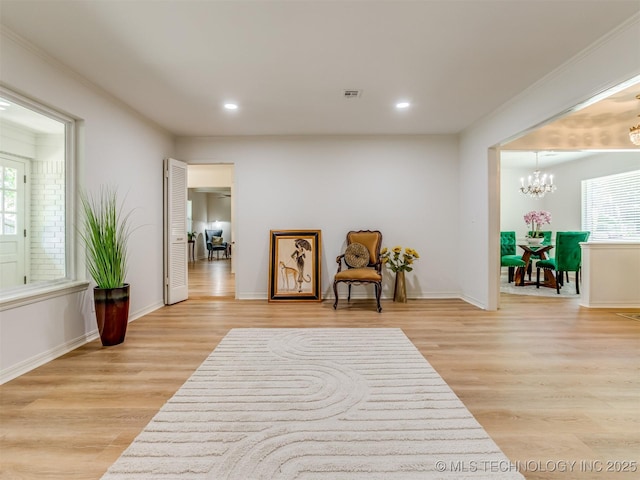 5610 S 75th E Pl, Tulsa, OK 74145 - sitting room with a chandelier, light wood-type flooring, and recessed lighting