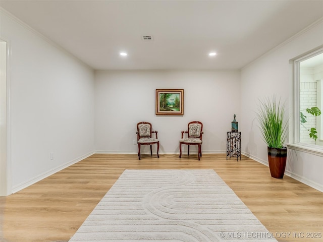5610 S 75th E Pl, Tulsa, OK 74145 - sitting room featuring recessed lighting, light wood-style flooring, and crown molding