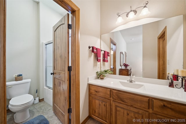7355 E 453rd Rd, Claremore, OK 74017 - bathroom featuring vanity, enclosed tub / shower combo, and tile patterned flooring