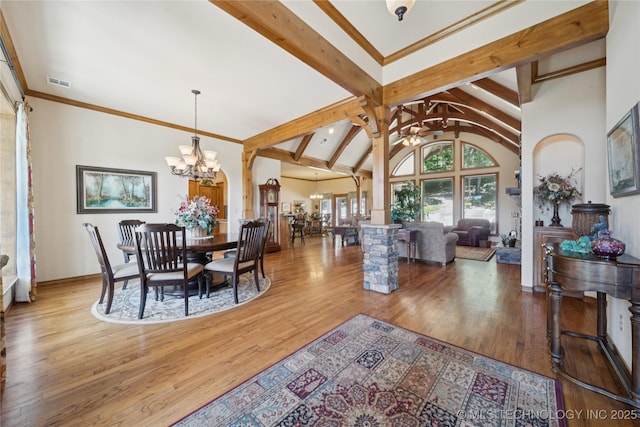 7355 E 453rd Rd, Claremore, OK 74017 - dining room featuring a chandelier and wood finished floors