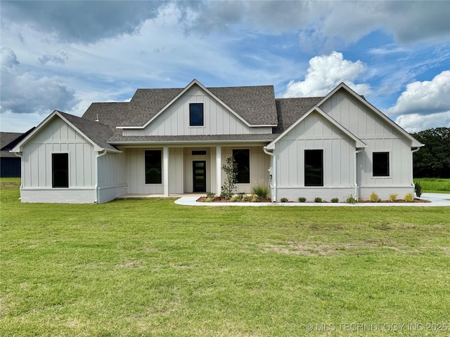 12098 County Road 3513th Loop, Ada, OK 74820 - modern farmhouse style home with board and batten siding, a shingled roof, and a front yard
