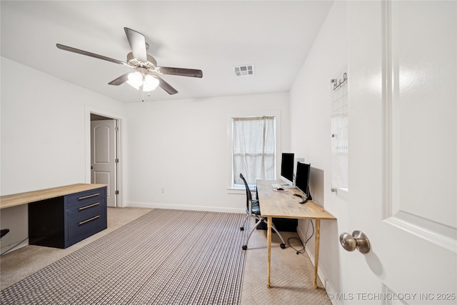 7383 S 288th E Ave, Broken Arrow, OK 74014 - office area featuring a ceiling fan and light carpet