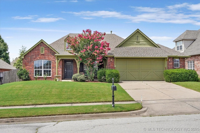 7316 E Knoxville St, Broken Arrow, OK 74014 - view of front of house with a shingled roof, an attached garage, concrete driveway, and brick siding