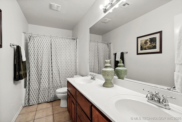 7316 E Knoxville St, Broken Arrow, OK 74014 - full bath featuring double vanity, tile patterned flooring, and a shower with curtain