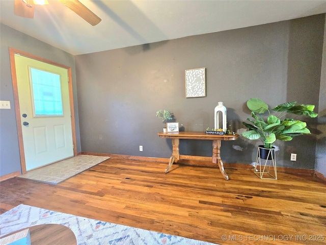305 Chronister Ave, Drumright, OK 74030 - foyer featuring wood finished floors and a ceiling fan