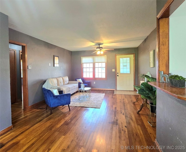 305 Chronister Ave, Drumright, OK 74030 - living area with wood finished floors and ceiling fan