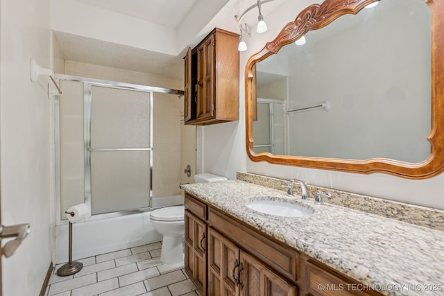 10421 S 197th E Ave, Broken Arrow, OK 74014 - bathroom with vanity, enclosed tub / shower combo, and tile patterned floors