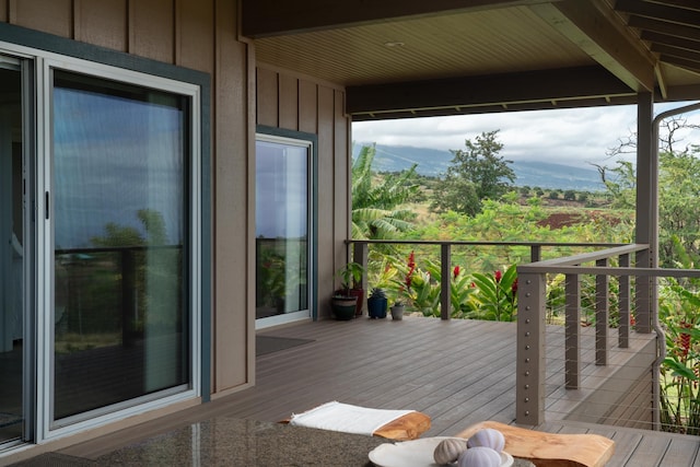 deck featuring a mountain view