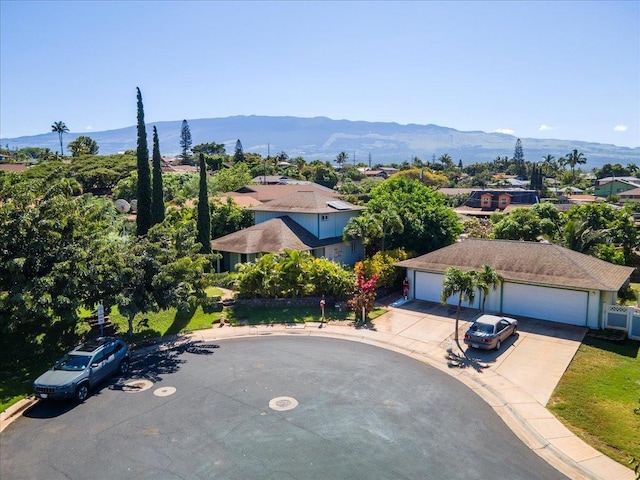 bird's eye view with a mountain view