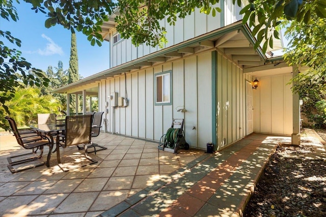 view of outdoor structure with outdoor dining space