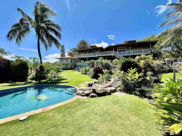 swimming pool with a lawn