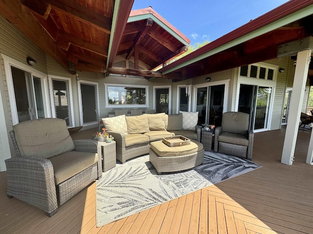 deck featuring outdoor lounge area