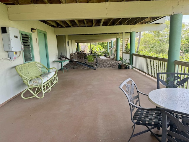 view of patio featuring outdoor dining area