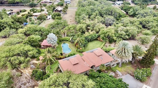 aerial view of a pool area