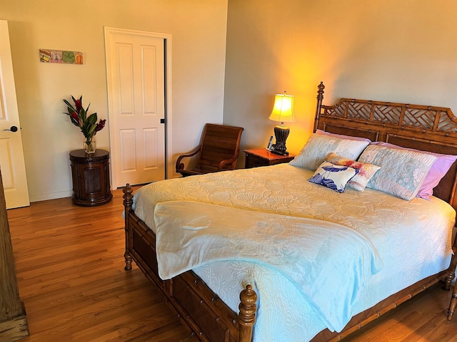 bedroom with hardwood / wood-style floors