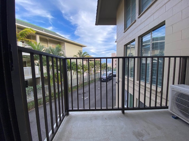 balcony with central AC unit