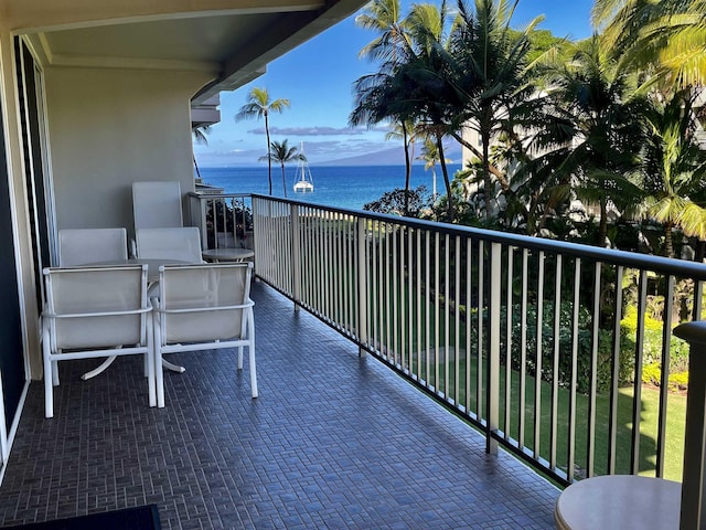 balcony with a water view