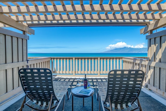 view of patio / terrace with a water view