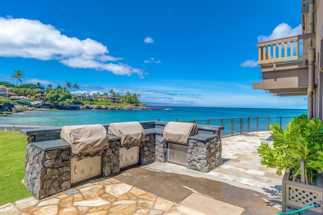 4909 Lower Honoapiilani Rd Unit A8, Lahaina, HI 96761 - view of patio / terrace with an outdoor kitchen and a water view