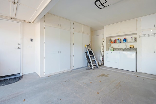 garage with separate washer and dryer