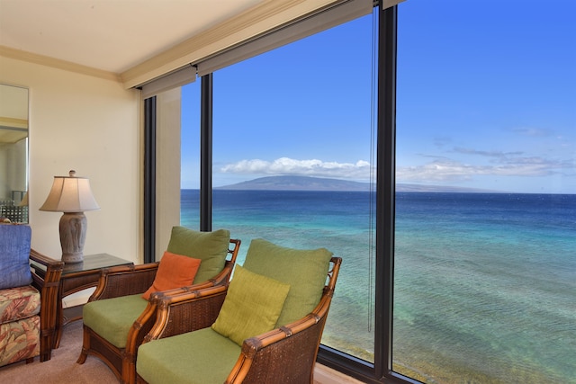110 Kaanapali Shores Pl Unit 817, Lahaina, HI 96761 - sunroom / solarium featuring view of water and beach