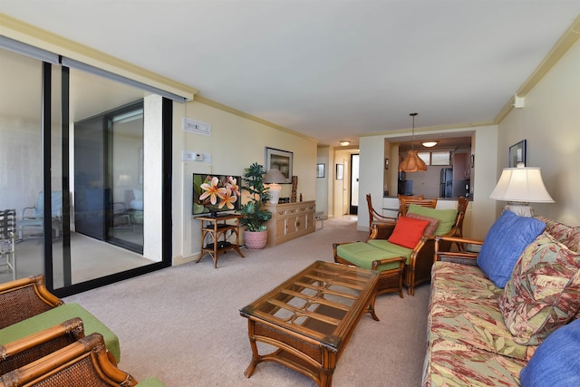 110 Kaanapali Shores Pl Unit 817, Lahaina, HI 96761 - carpeted living area featuring ornamental molding