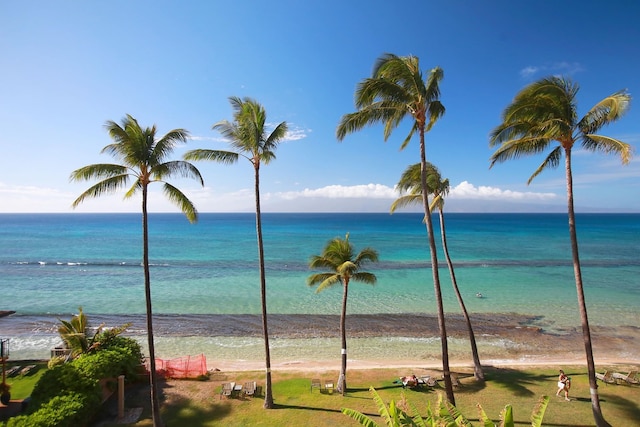 view of water feature with a view of the beach