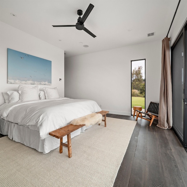 715 Laulama Pl Unit 45, Lahaina, HI 96761 - bedroom featuring dark wood-type flooring, a ceiling fan, and recessed lighting