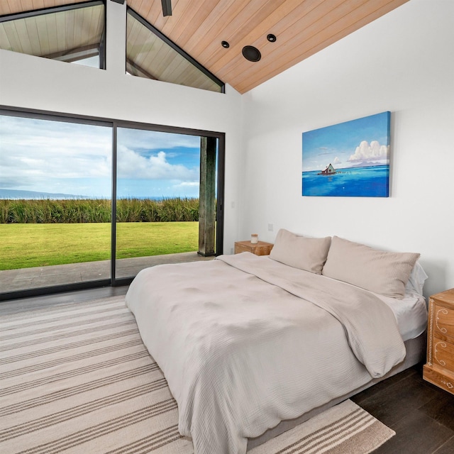 715 Laulama Pl Unit 45, Lahaina, HI 96761 - bedroom with access to exterior, wood ceiling, and wood finished floors