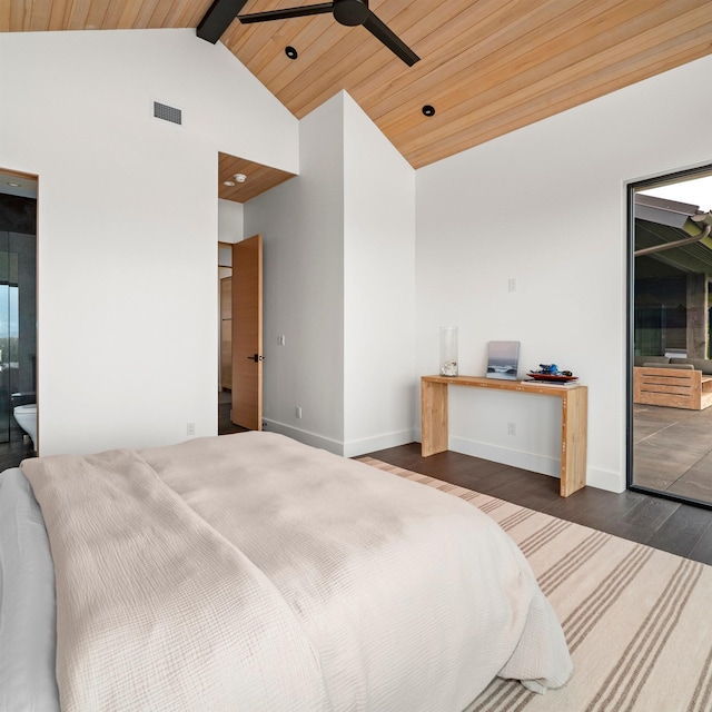 715 Laulama Pl Unit 45, Lahaina, HI 96761 - bedroom featuring wood finished floors, high vaulted ceiling, baseboards, access to exterior, and wooden ceiling with exposed beams