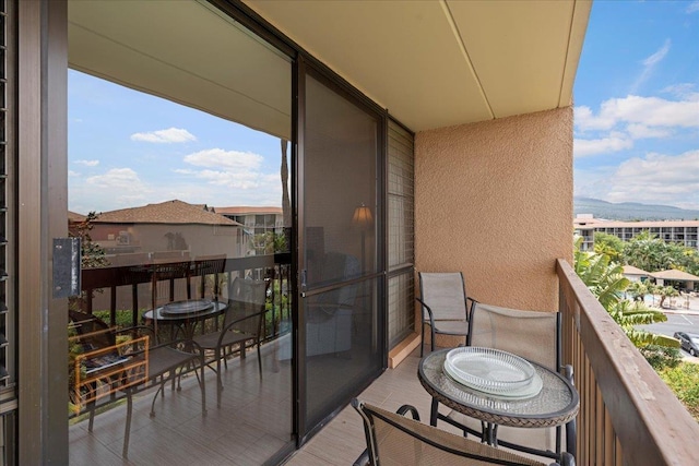 balcony with a mountain view
