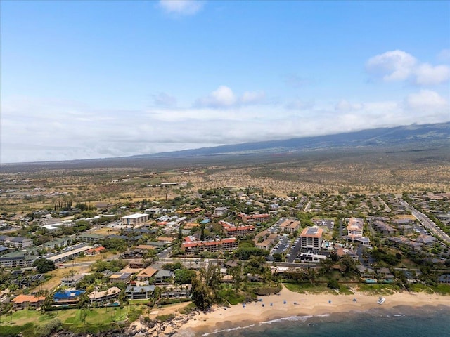 drone / aerial view of a water and mountain view
