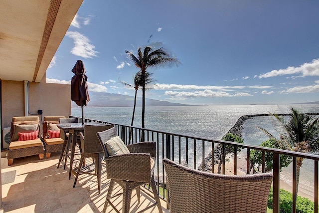 balcony with a water view