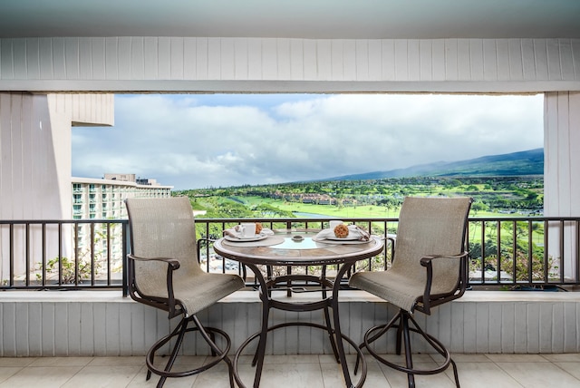 balcony with a mountain view