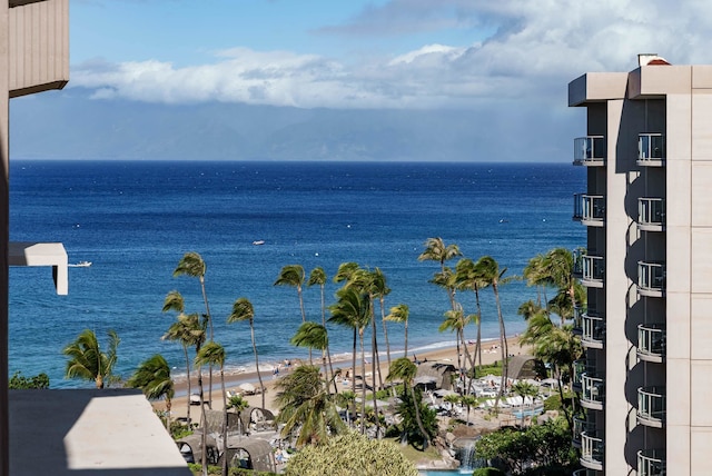 property view of water featuring a view of the beach