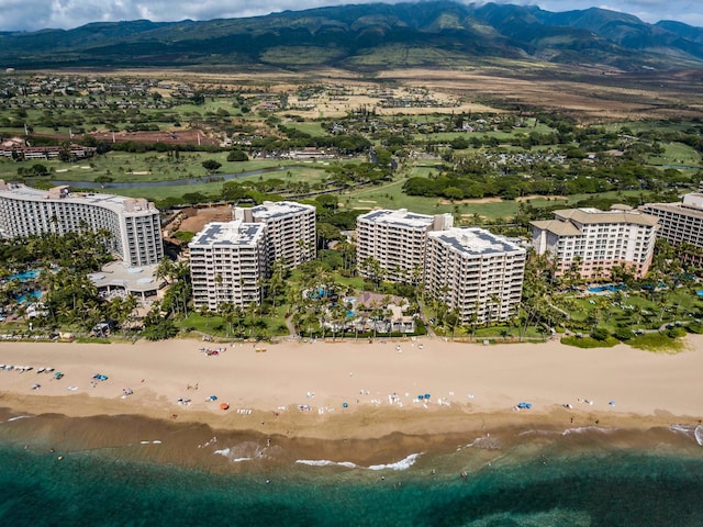 bird's eye view with a mountain view