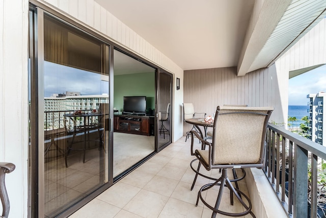 balcony with a water view