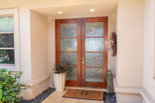 property entrance with french doors