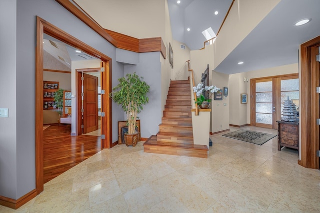 foyer entrance featuring french doors