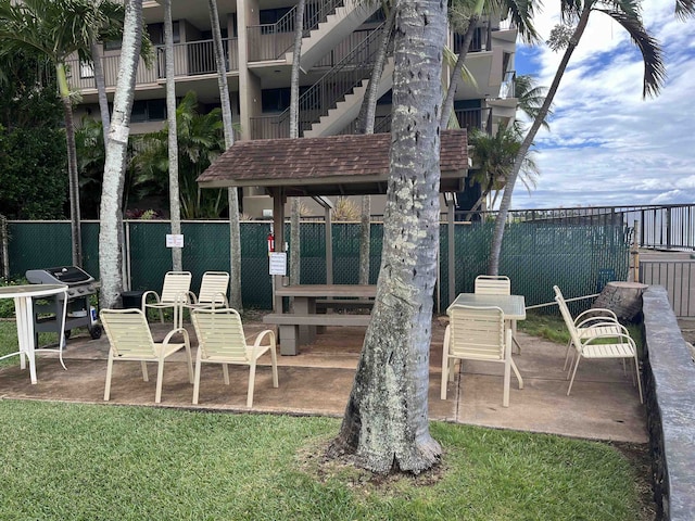 view of patio with area for grilling