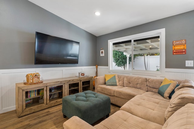 living room with hardwood / wood-style flooring