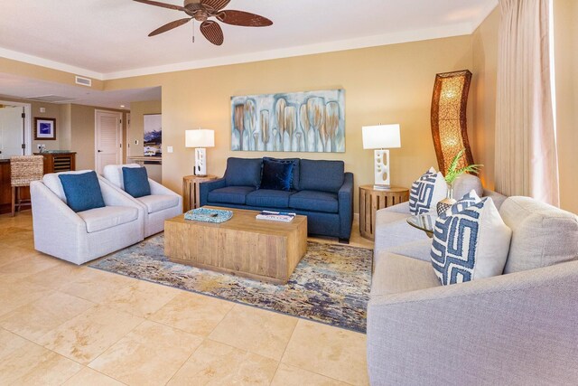 130 Kai Malina Pkwy Unit Sr409, Lahaina, HI 96761 - living room featuring a ceiling fan and tile patterned flooring