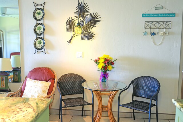 interior space featuring light tile patterned floors